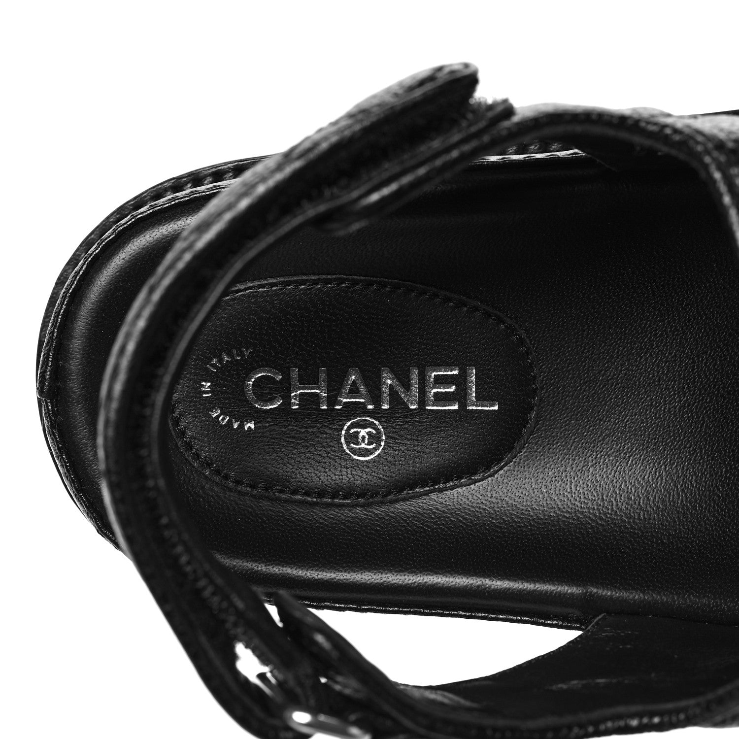Chanel Grained Calfskin Velcro Dad Sandals 36 Black 7 of 9
