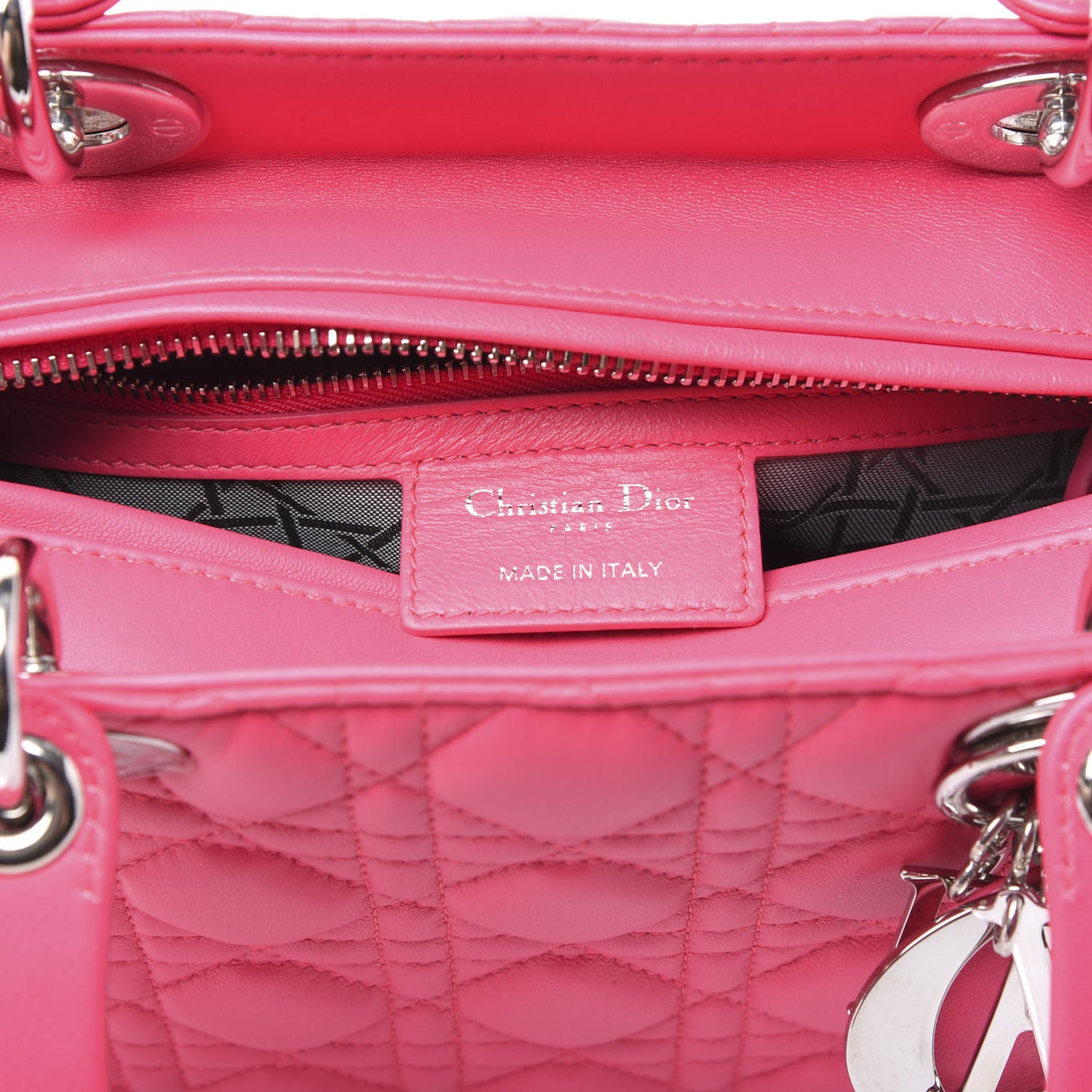 Lambskin Cannage Medium Lady Dior Fuchsia