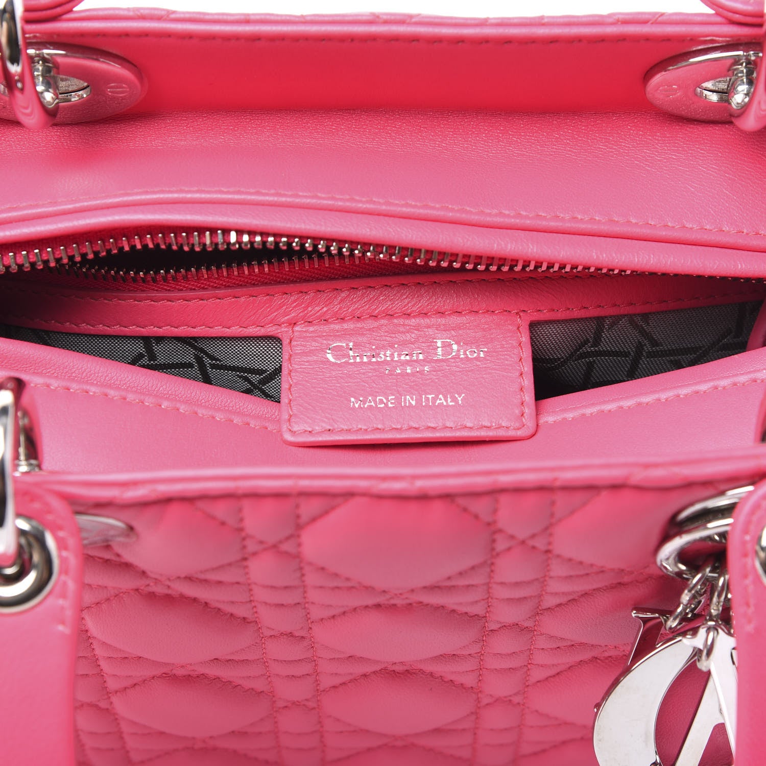 Christian Dior Lambskin Cannage Medium Lady Dior Fuchsia 7 of 9