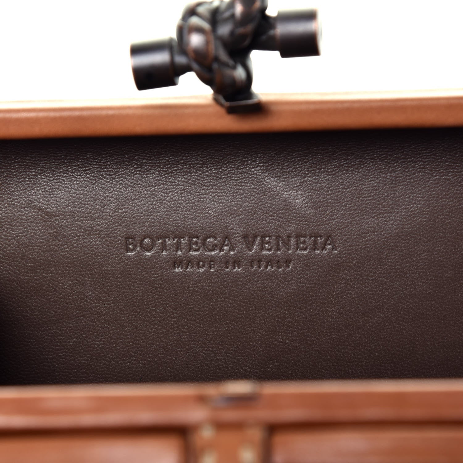 Bottega Veneta Calfskin Topstitched Knot Clutch Brown 5 of 7