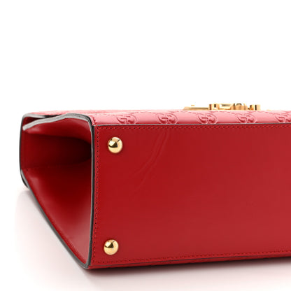 Gucci Guccissima Signature Medium Padlock Top Handle Bag Hibiscus Red 8 of 11