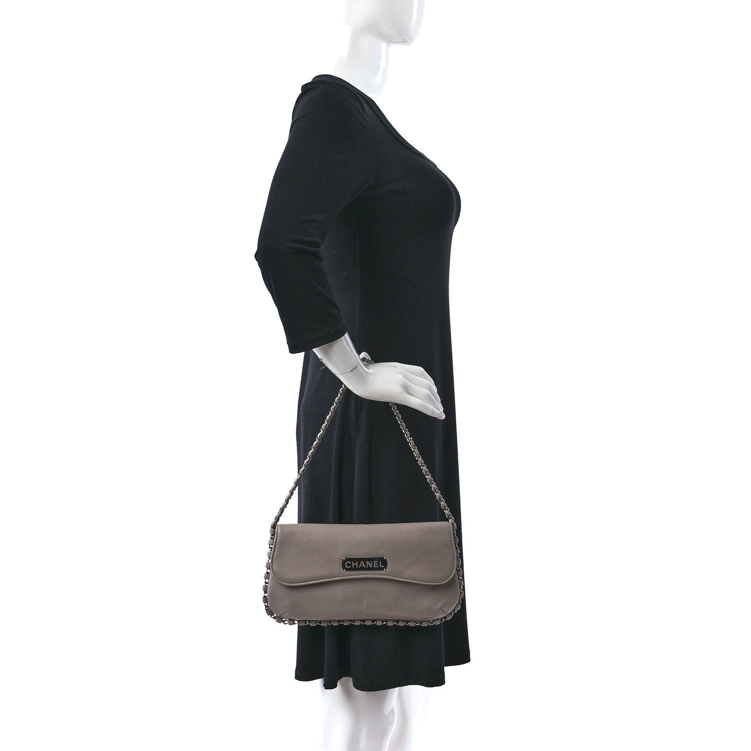 Chanel Lambskin Flat Shoulder Bag Beige 2 of 9