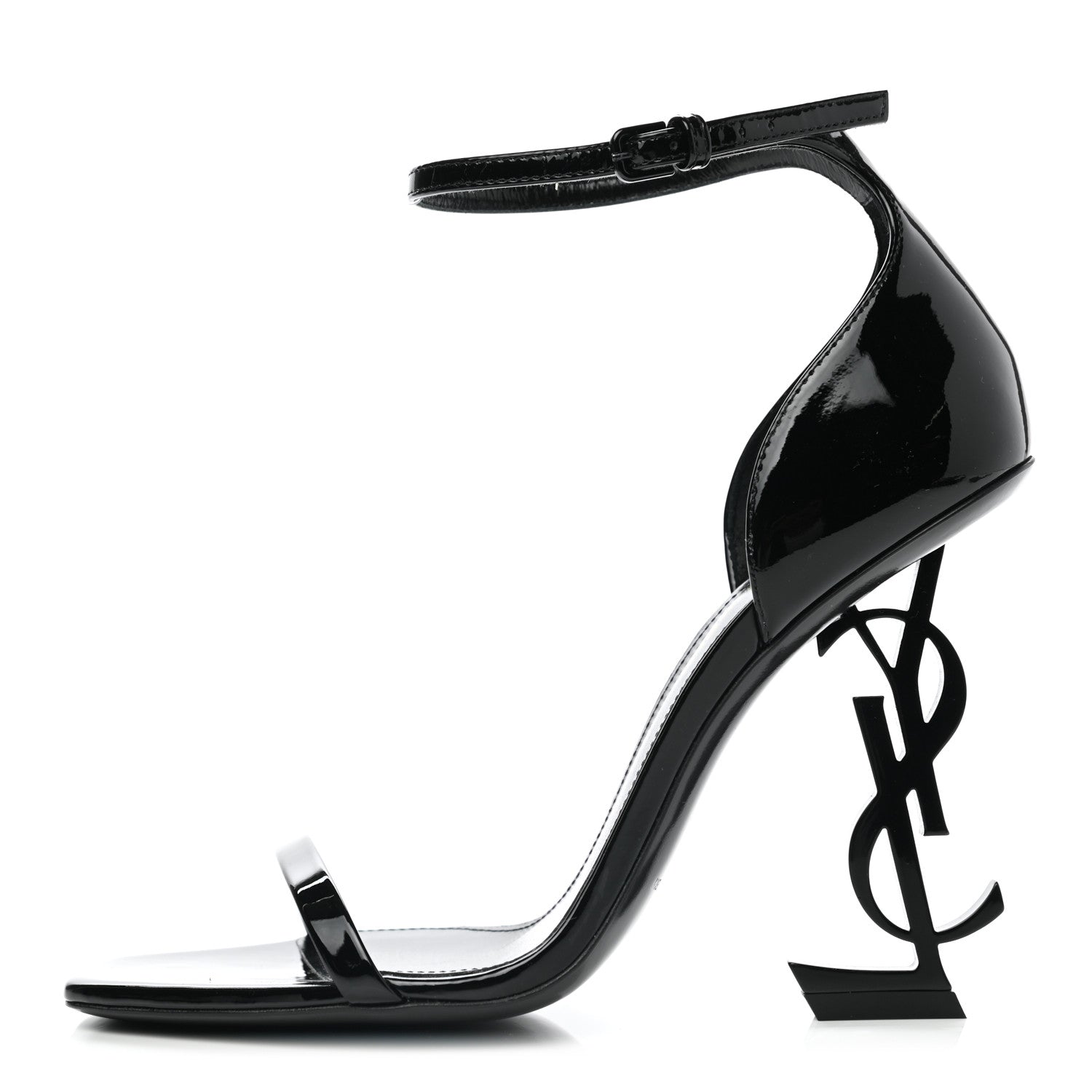 Saint Laurent Patent Calfskin Opyum 110 Sandals 36.5 Black 1 of 8