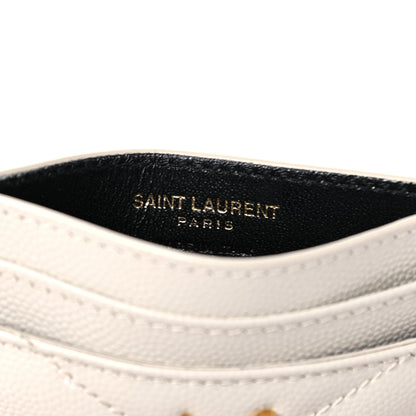 Saint Laurent Grain De Poudre Matelasse Chevron Monogram Credit Card Case Crema Soft 7 of 11