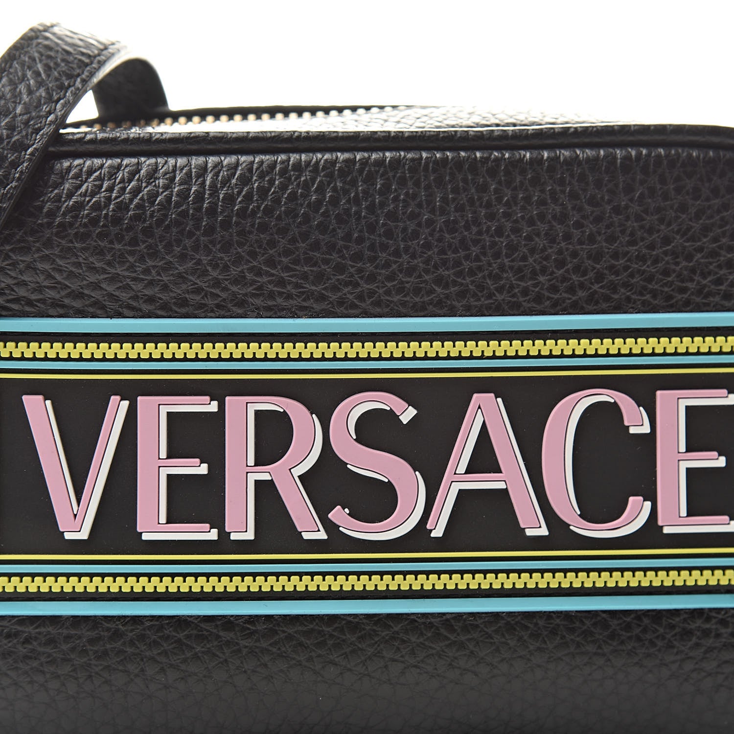 Versace Grained Calfskin 90's Logo Camera Bag Black 8 of 10