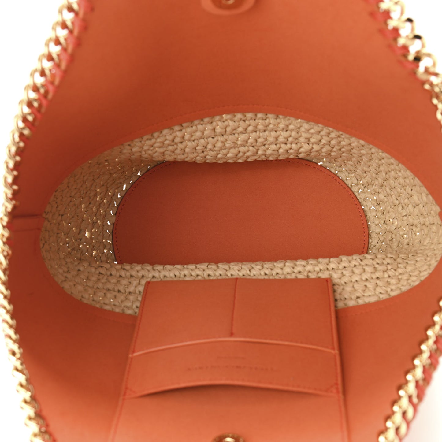 Shaggy Deer Raffia Medium Half & Half Tote Bag Bright Orange