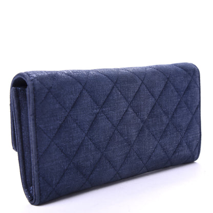 Chanel Iridescent Calfskin Quilted Large Gusset Flap Wallet Navy 3 of 7