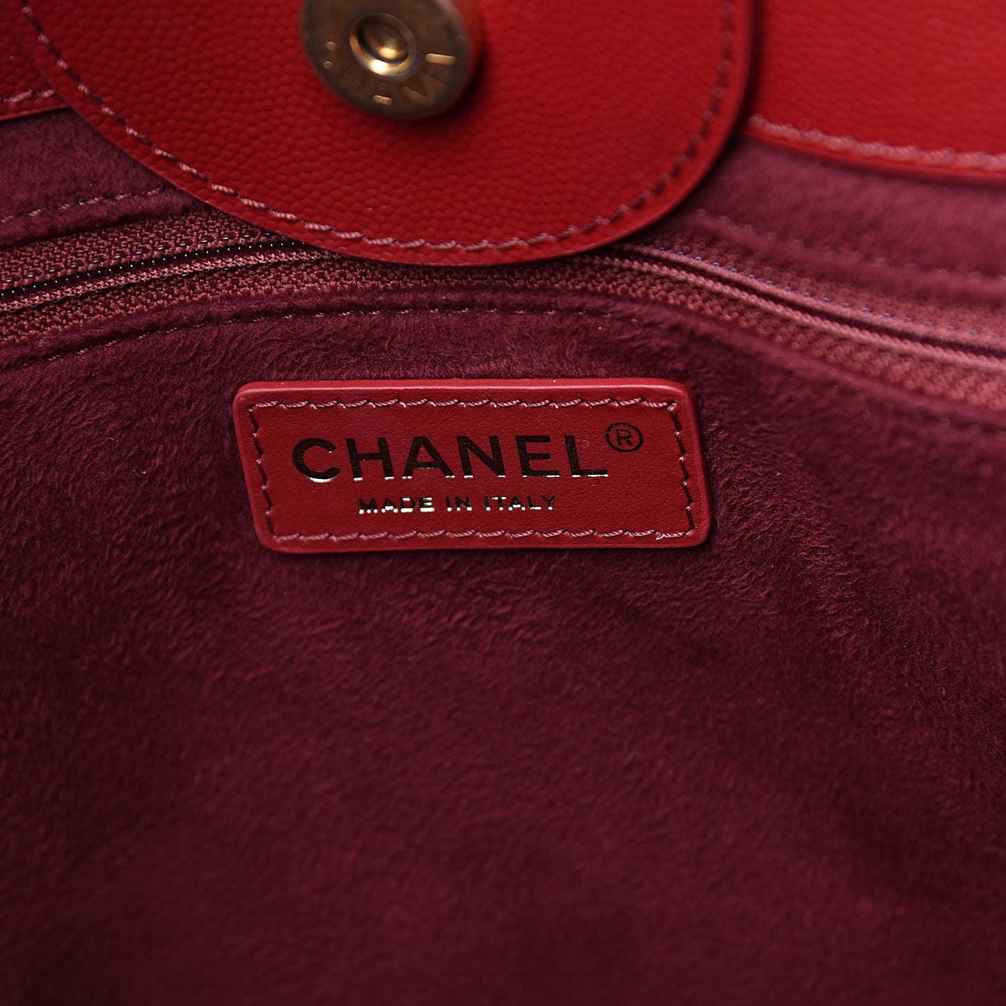 Caviar Small Studded Deauville Tote Red
