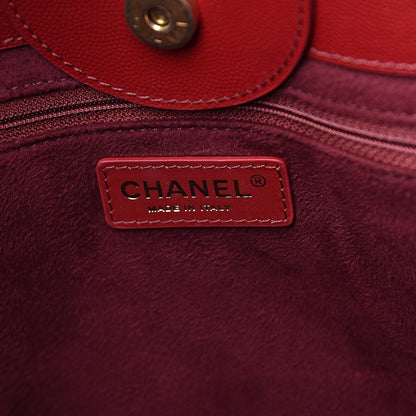 Chanel Caviar Small Studded Deauville Tote Red 6 of 18