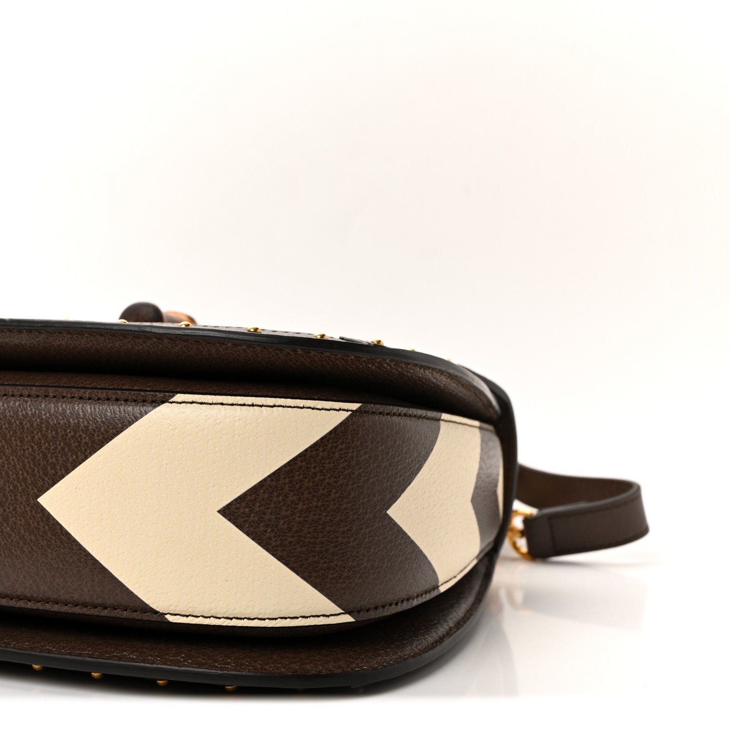 Gucci GG Supreme Monogram Studded Calfskin 100 Centennial Geometric Medium Bamboo 1947 Top Handle Bag Beige Ebony Multicolor 9 of 9
