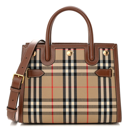 Burberry Calfskin Vintage Check Mini Two Handle Title Bag Archive Beige 1 of 12