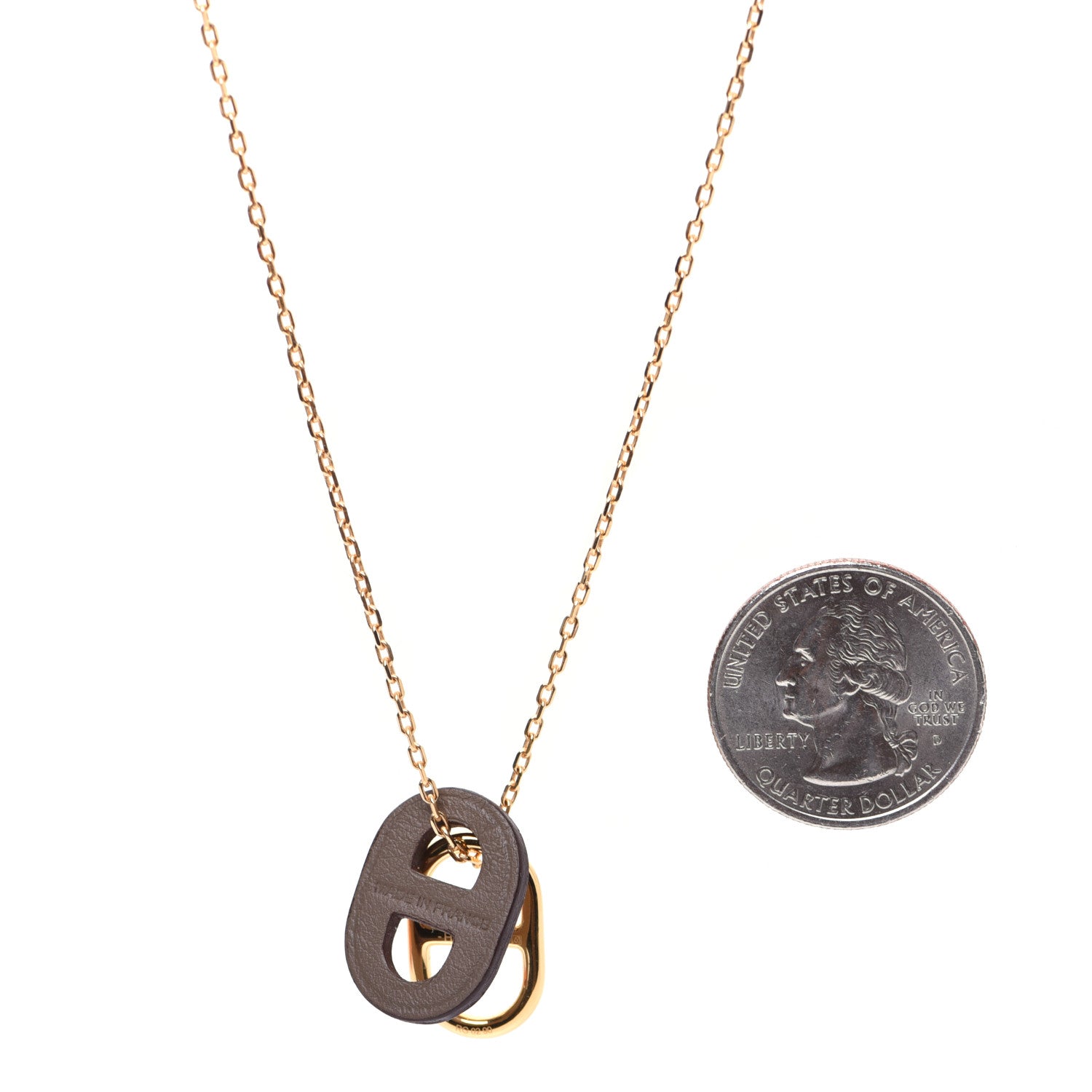 Hermes Swift O'Maillon Pendant Necklace Etoupe 3 of 7