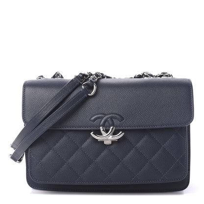 Chanel Grained Calfskin Quilted Large CC Box Flap Blue 1 of 11