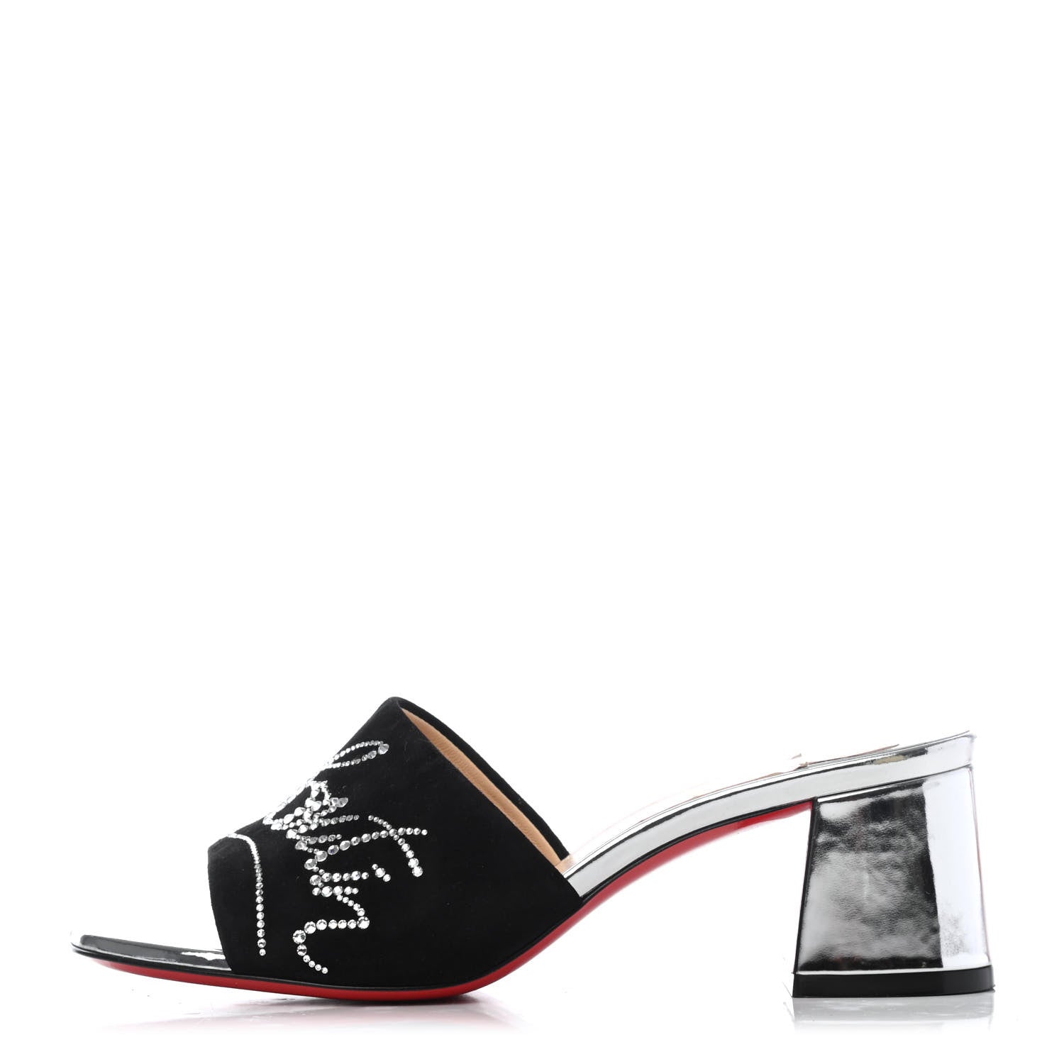 Christian Louboutin Veau Velours Specchio Dear Home 55 Sandals 35.5 Black Crystal 1 of 4