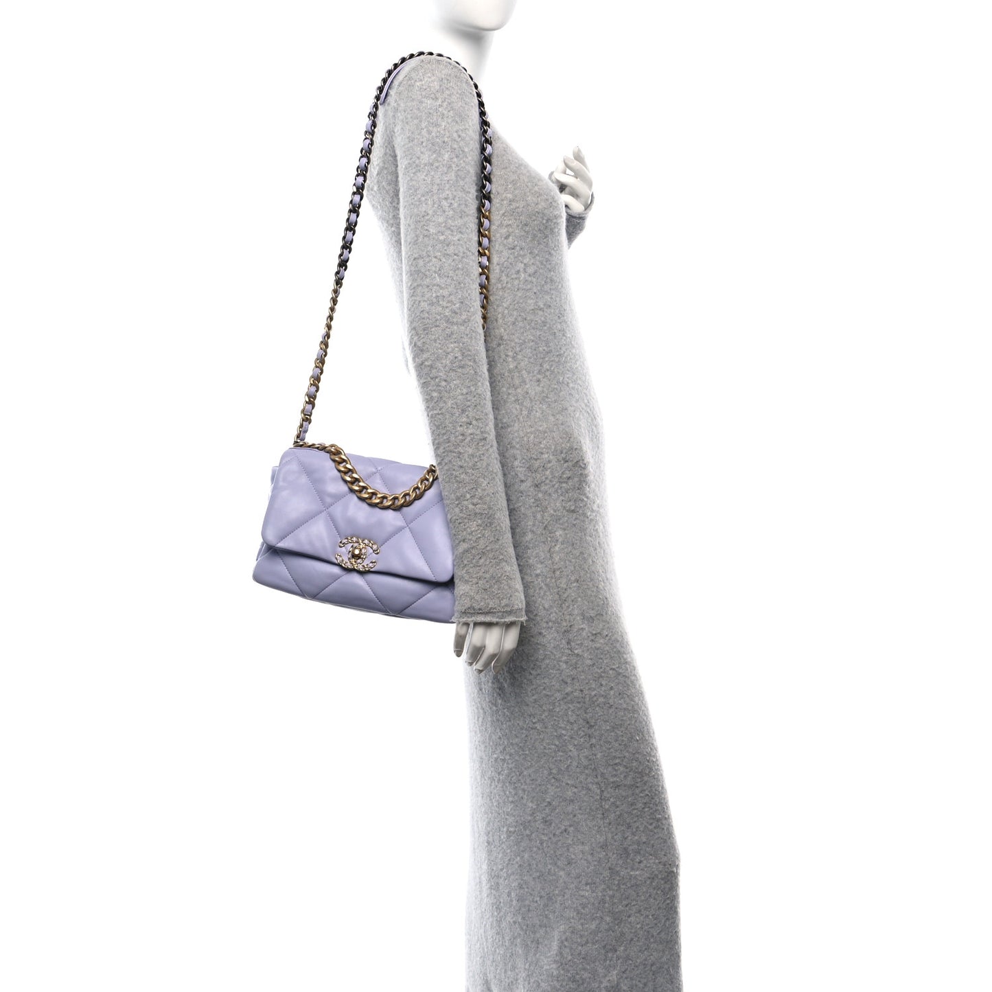 Lambskin Quilted Medium Chanel 19 Flap Light Purple