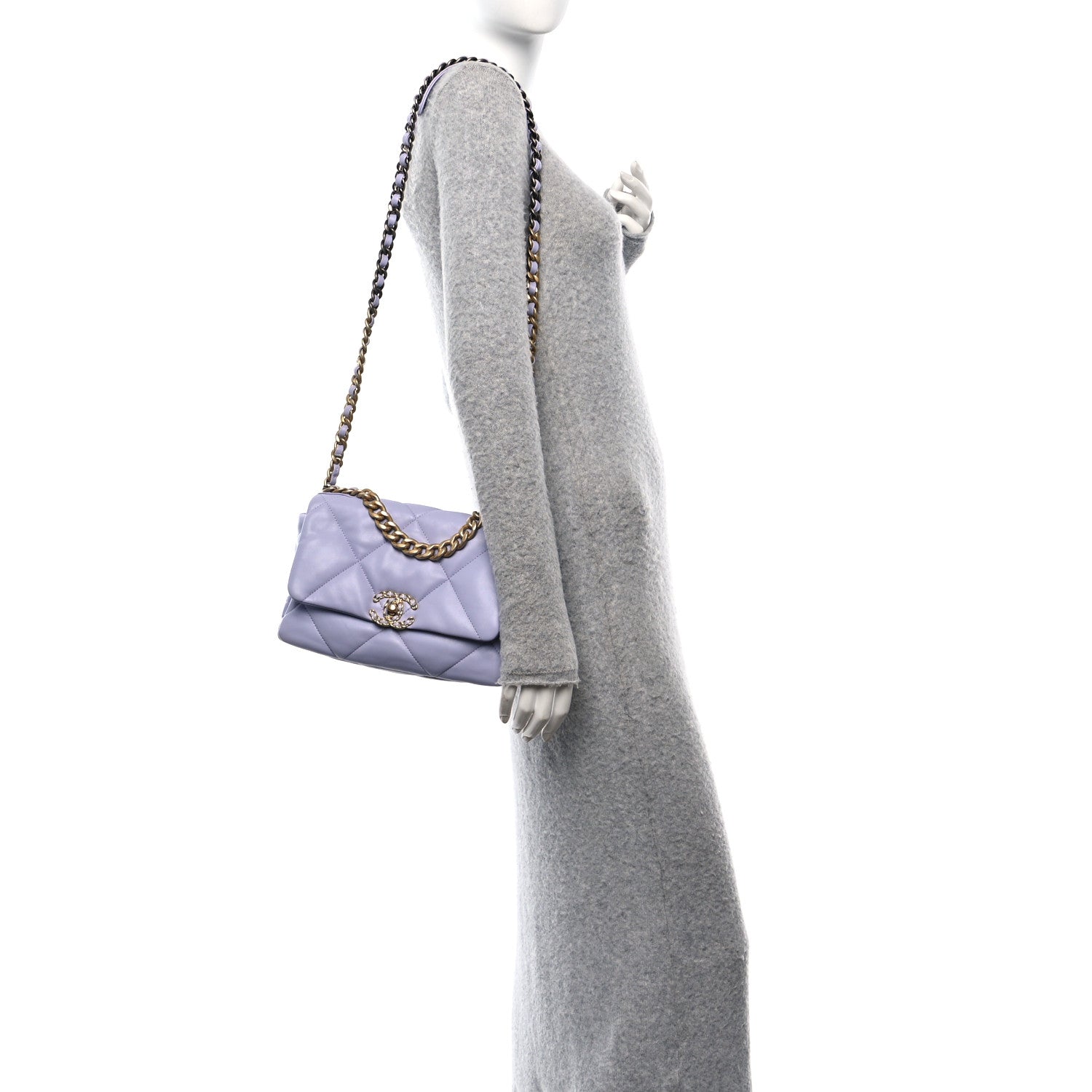 Chanel Lambskin Quilted Medium Chanel 19 Flap Light Purple 2 of 10