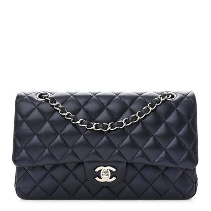 Chanel Iridescent Calfskin Quilted Medium Double Flap Navy 1 of 12