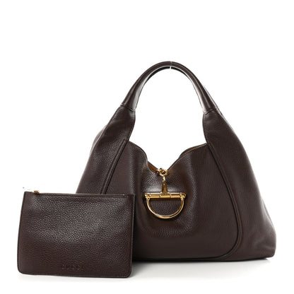 Gucci Grained Calfskin Softbit Maxi Shoulder Bag Dark Brown 3 of 11