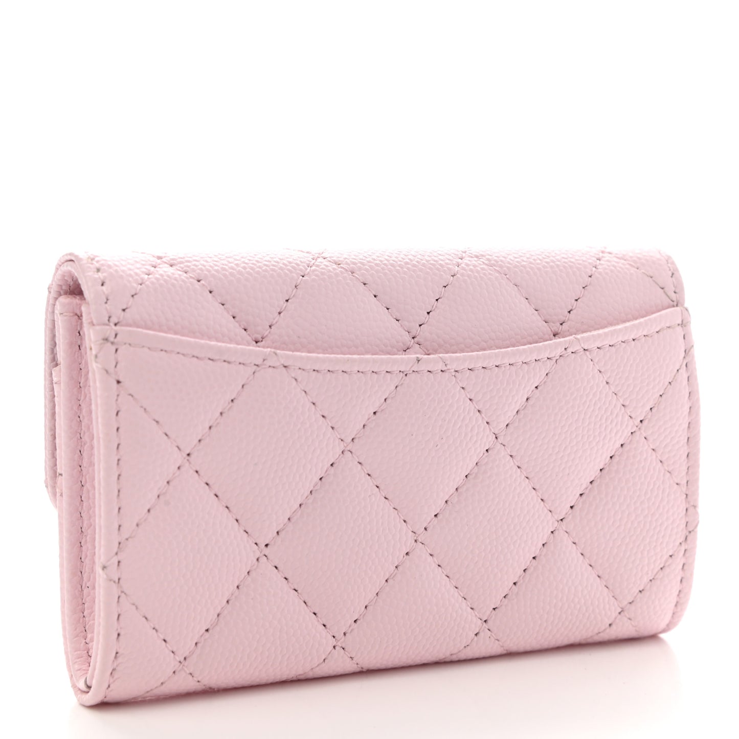 Caviar Quilted Flap Card Holder Wallet Light Pink