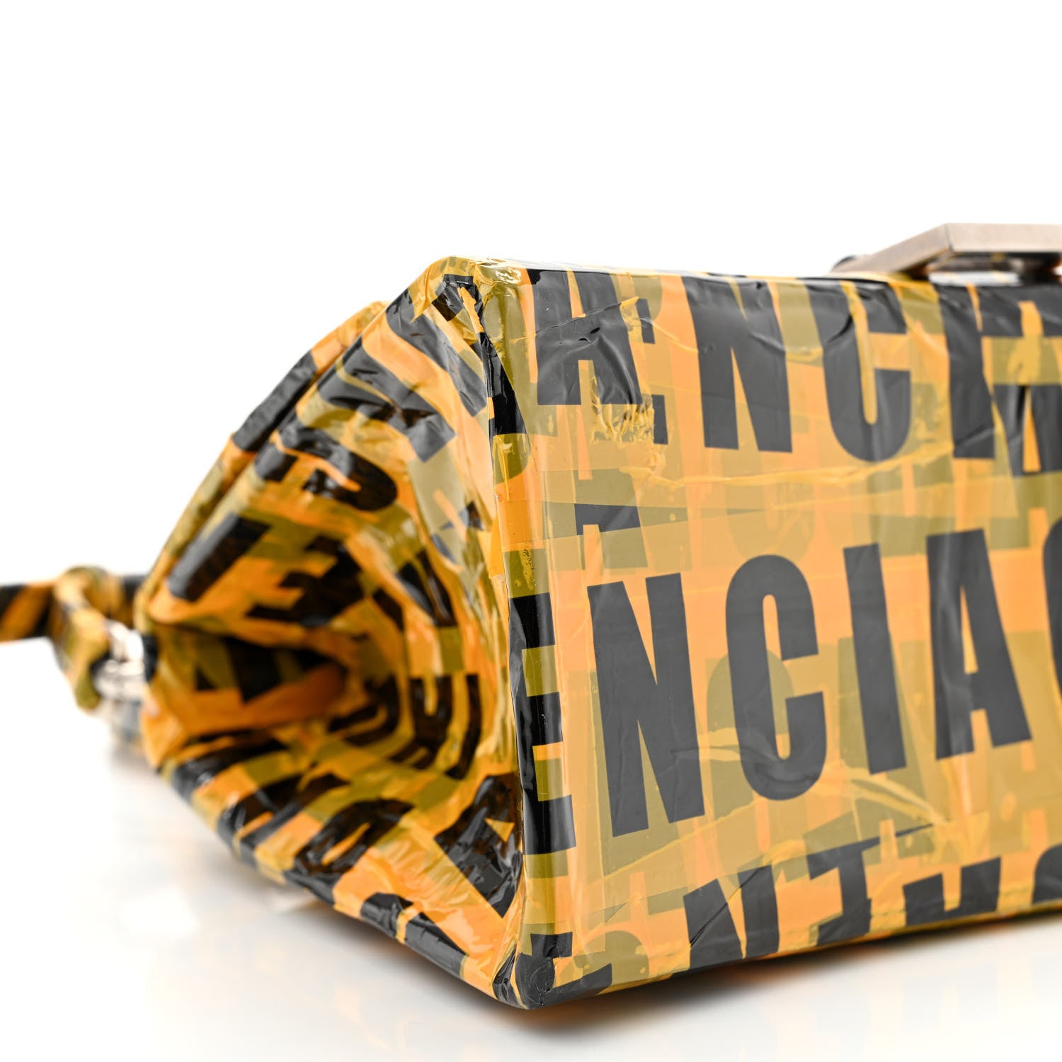 Balenciaga Box Calfskin Tape Small Hourglass Top Handle Bag Yellow Black 10 of 11