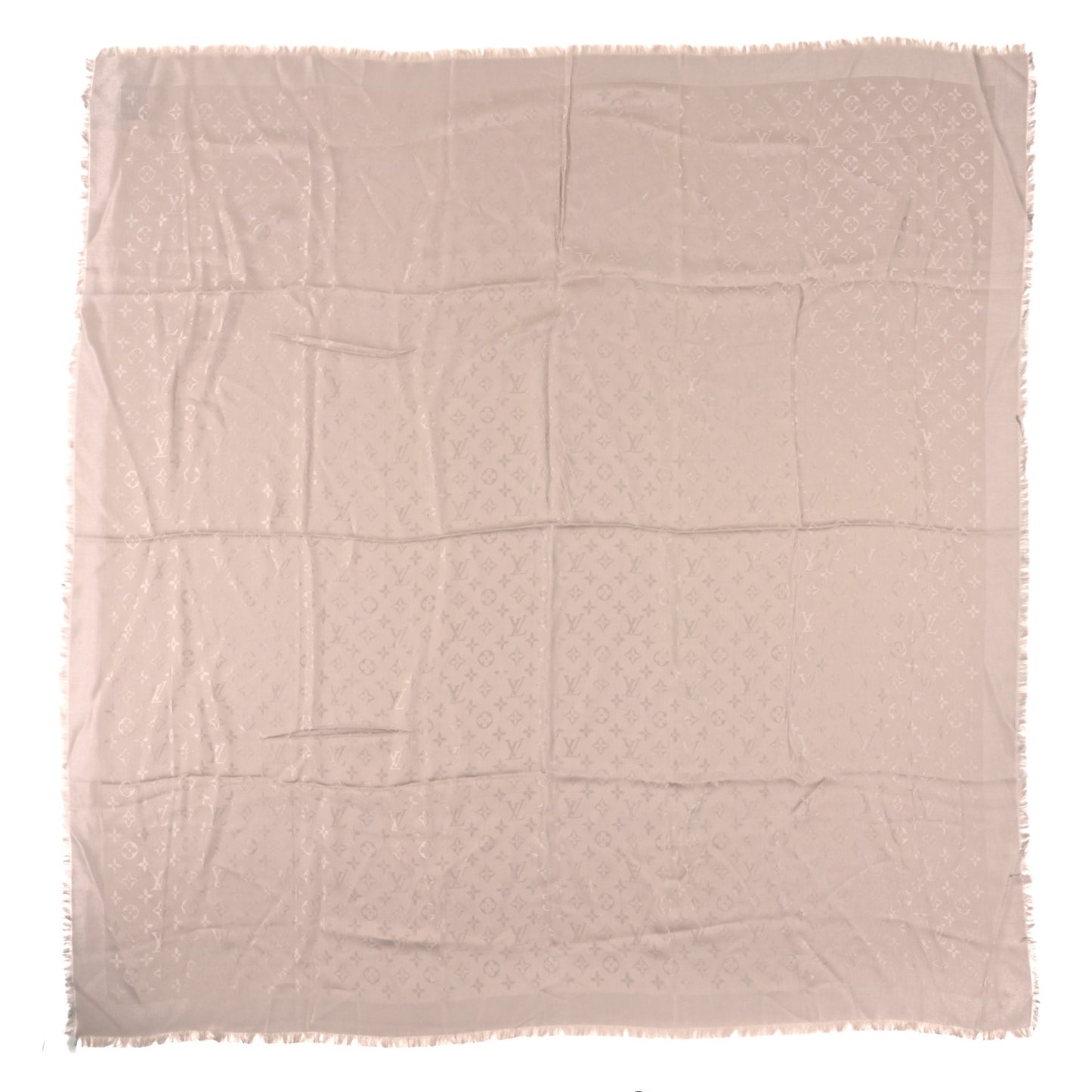 Silk Wool Monogram Shawl Greige