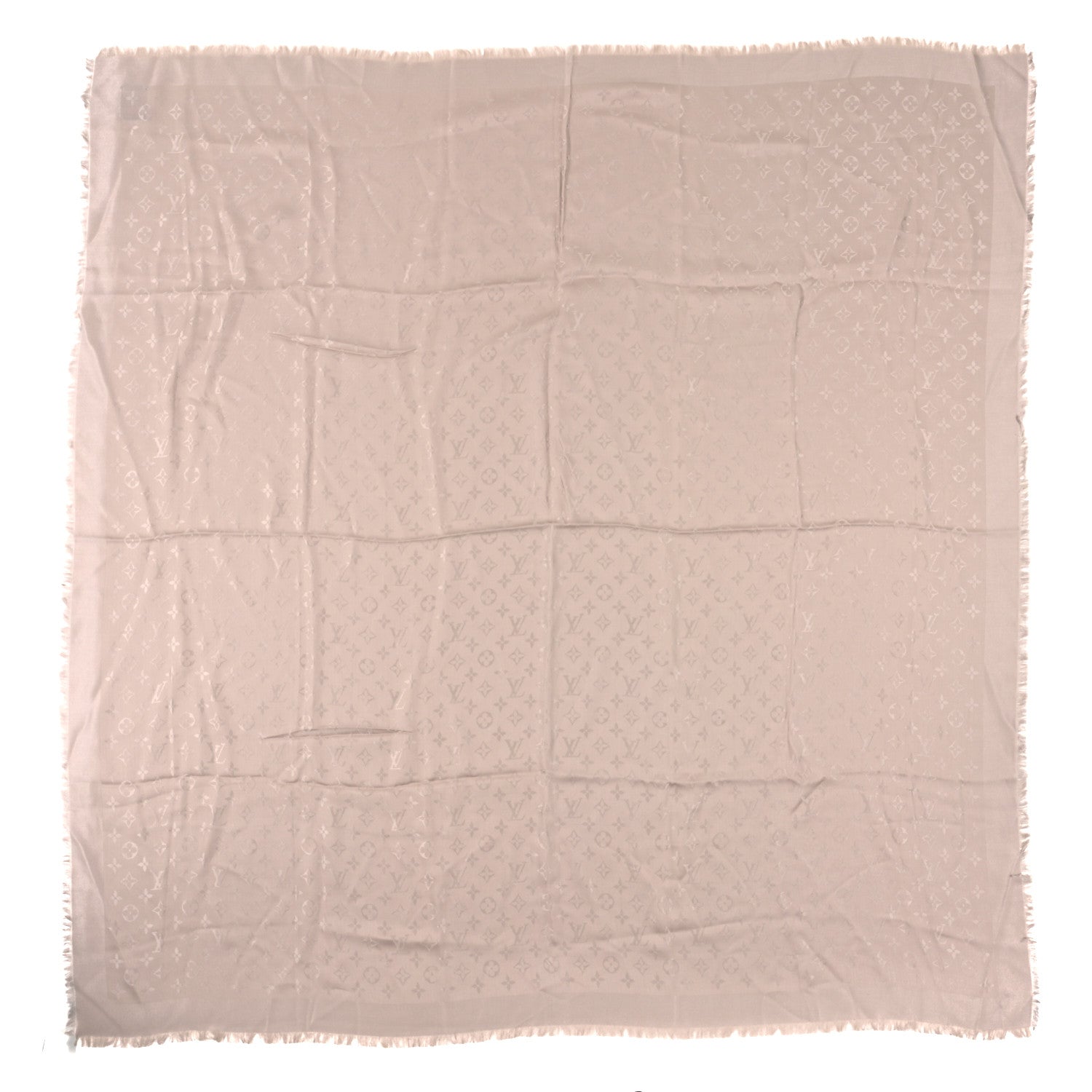 Louis Vuitton Silk Wool Monogram Shawl Greige 1 of 3