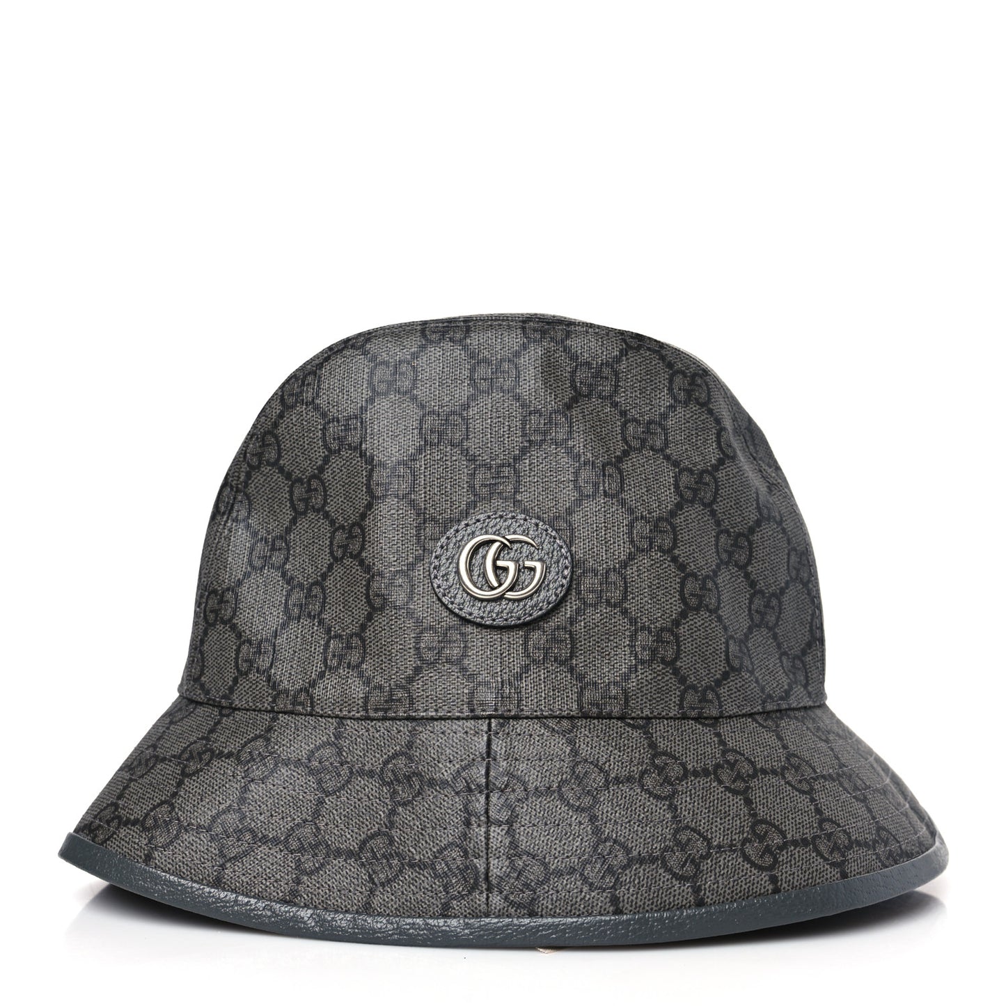 GG Supreme Monogram Textured Dollar Calfskin GG Blackie Fedora Hat M Grey Black Graphite