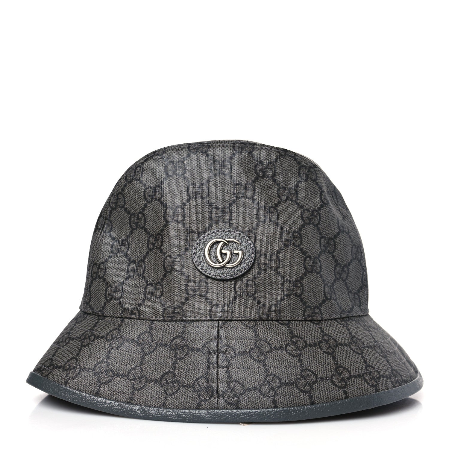 Gucci GG Supreme Monogram Textured Dollar Calfskin GG Blackie Fedora Hat M Grey Black Graphite 1 of 7