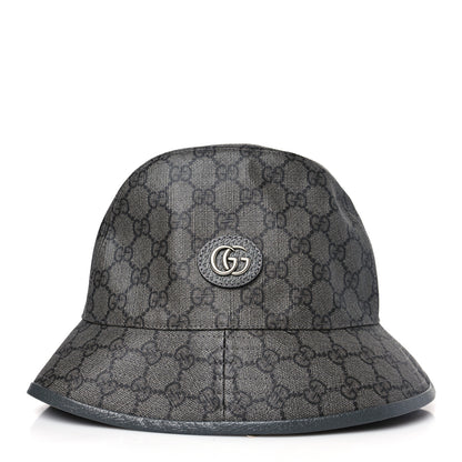 Gucci GG Supreme Monogram Textured Dollar Calfskin GG Blackie Fedora Hat M Grey Black Graphite 1 of 7