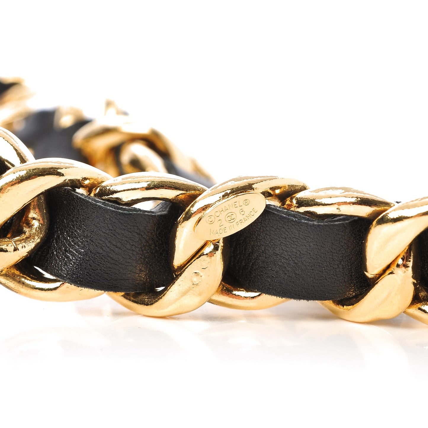 Lambskin Chain Necklace Gold Black