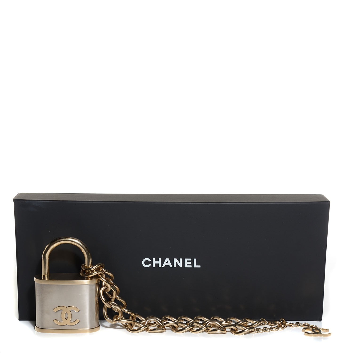 Chanel CC Oversized Padlock Necklace Gold Silver 6 of 6