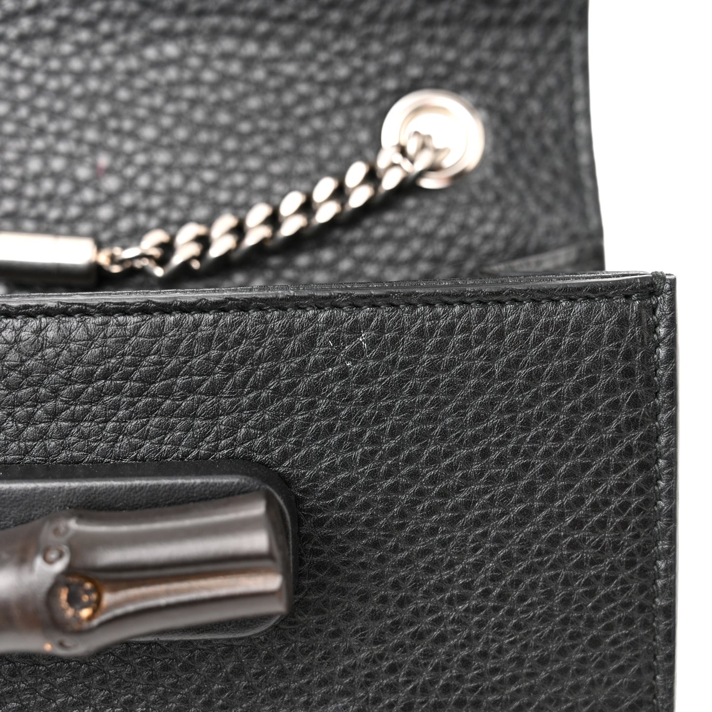 Calfskin Small Studded Miss Bamboo Shoulder Bag Black