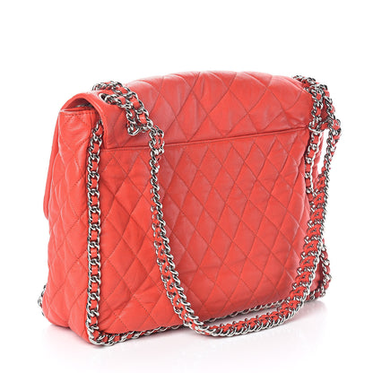 Chanel Washed Lambskin Quilted Maxi Chain Around Flap Red 3 of 9
