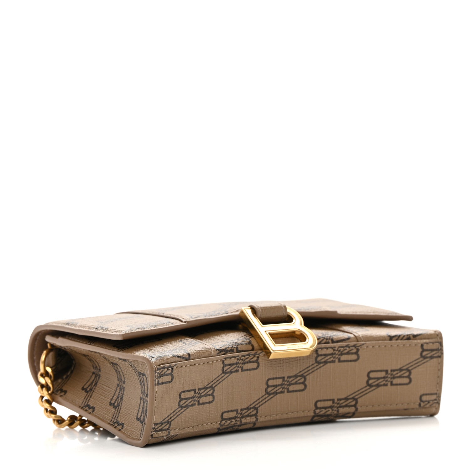 Balenciaga Coated Canvas BB Monogram Hourglass Chain Bag Beige Brown 4 of 12