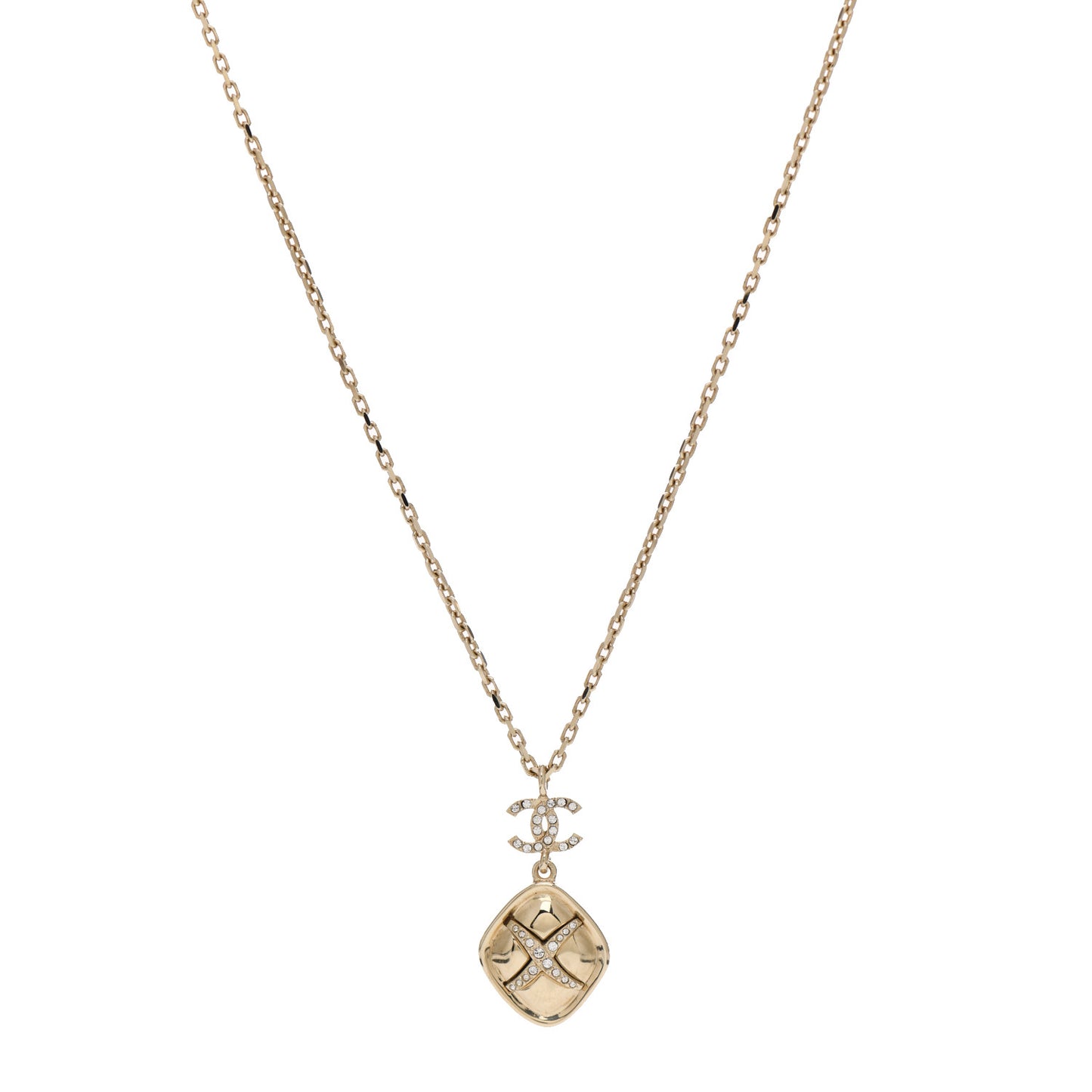 Crystal CC Drop Pendant Necklace Gold