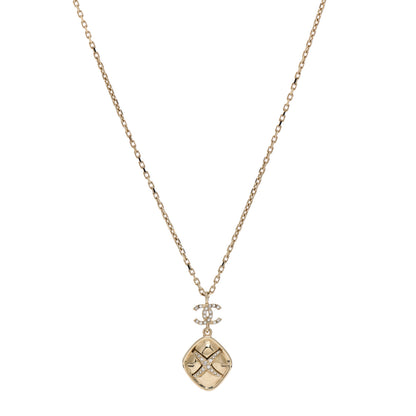 Chanel Crystal CC Drop Pendant Necklace Gold 1 of 4