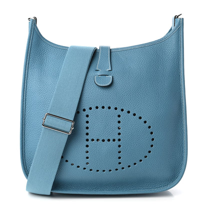 Hermes Taurillon Clemence Evelyne III GM Blue Jean 1 of 10