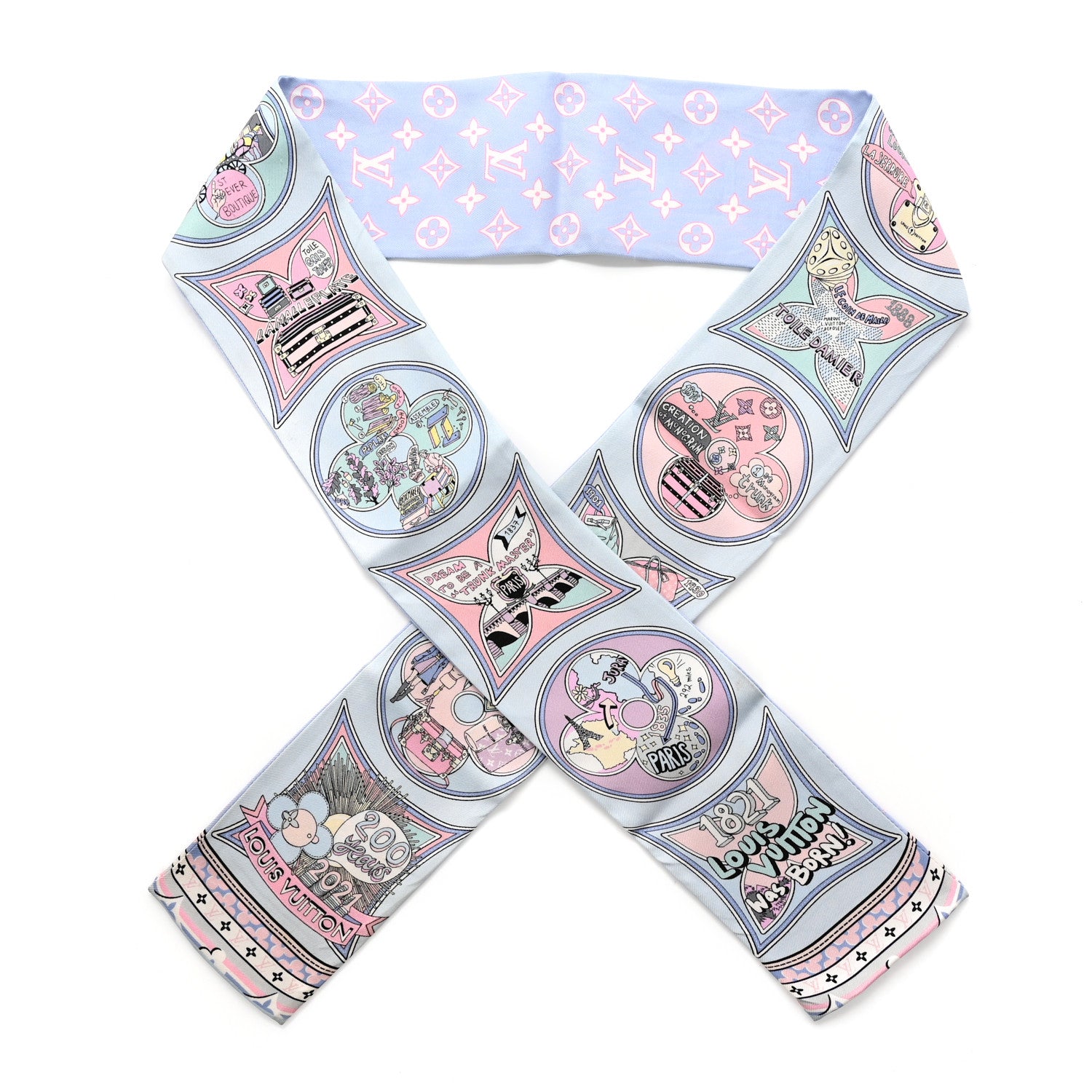 Louis Vuitton Silk Monogram Louis In A Comic Bandeau Bleu 1 of 4