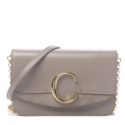 Chloe Calfskin Suede C Clutch With Chain Motty Grey 1 of 11