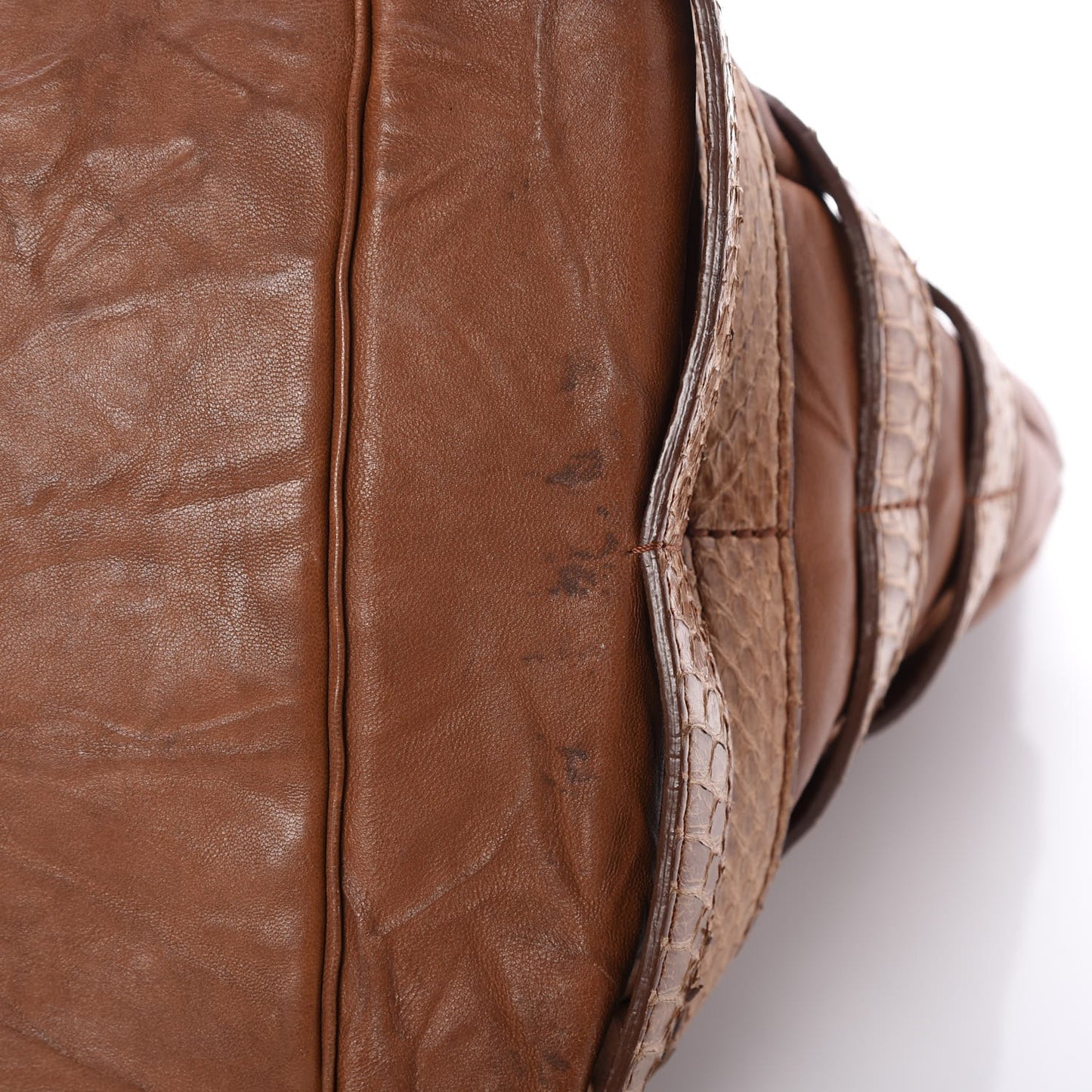 Calfskin Snakeskin Bree Biker Shoulder Bag Tan