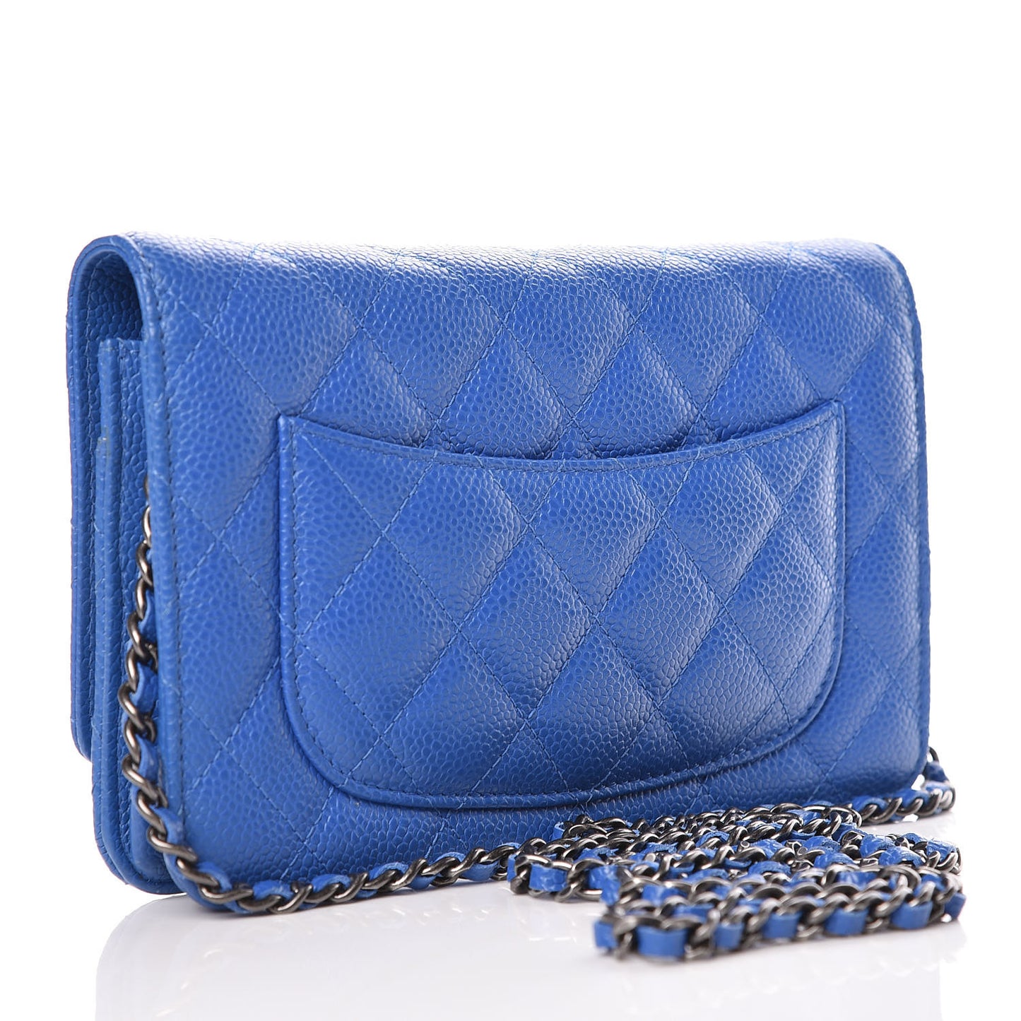 Caviar Quilted Wallet On Chain WOC Blue