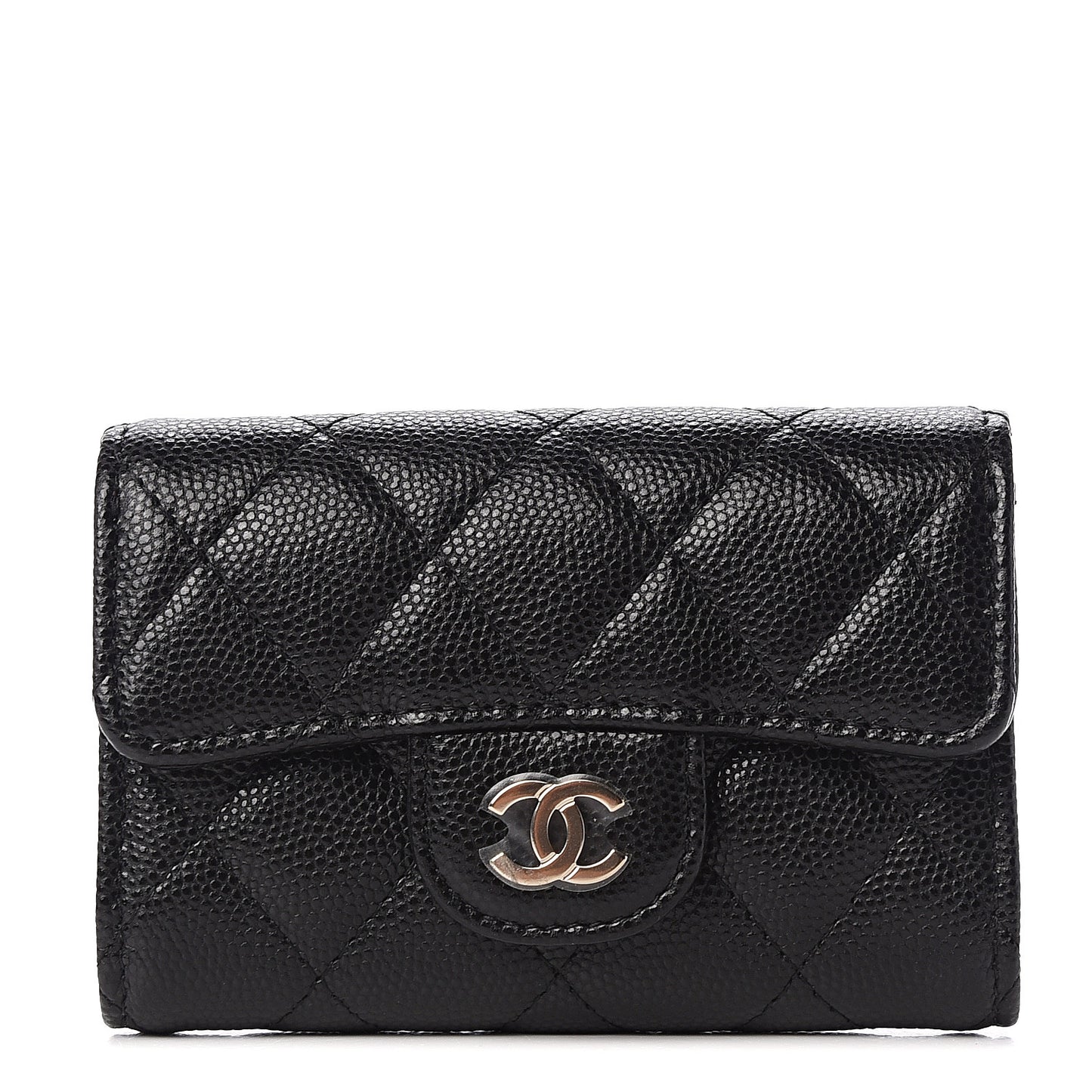 Caviar Quilted Classic 4 Key Holder Wallet Black