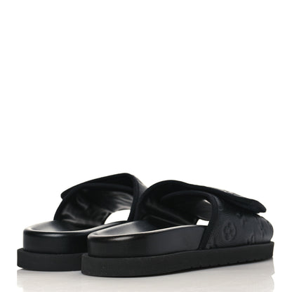 Louis Vuitton X NBA Calfskin Monogram Embossed Mens Miami Mule 9 Black 4 of 9