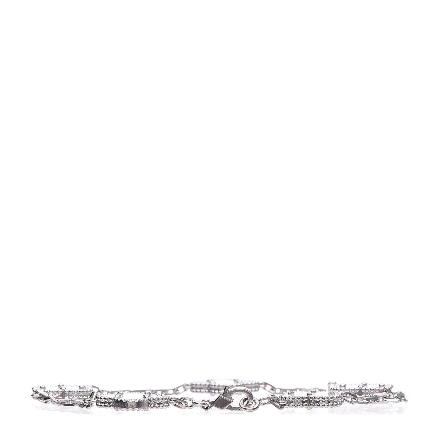 18K White Gold Chalcedony 5 Motifs Vintage Alhambra Bracelet