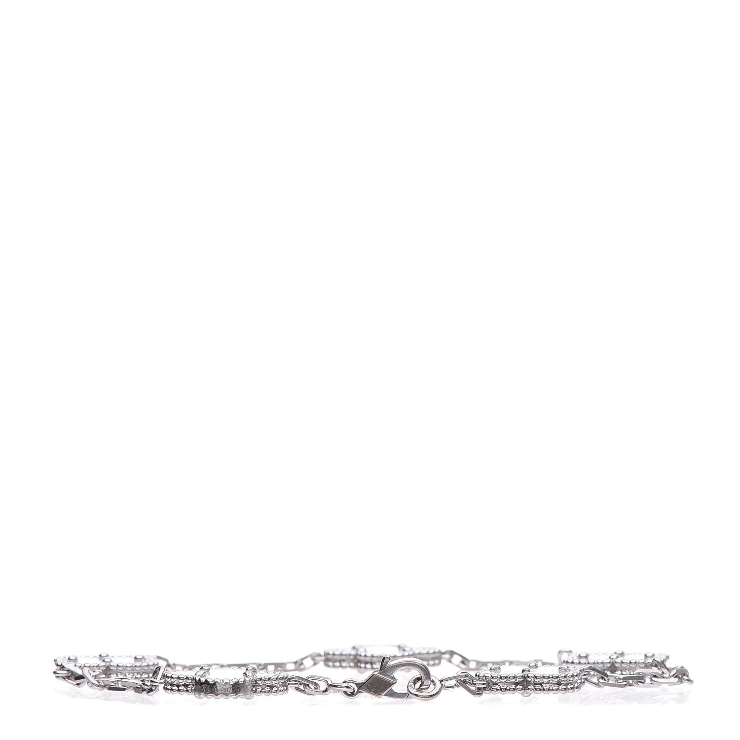 Van Cleef & Arpels 18K White Gold Chalcedony 5 Motifs Vintage Alhambra Bracelet 3 of 6