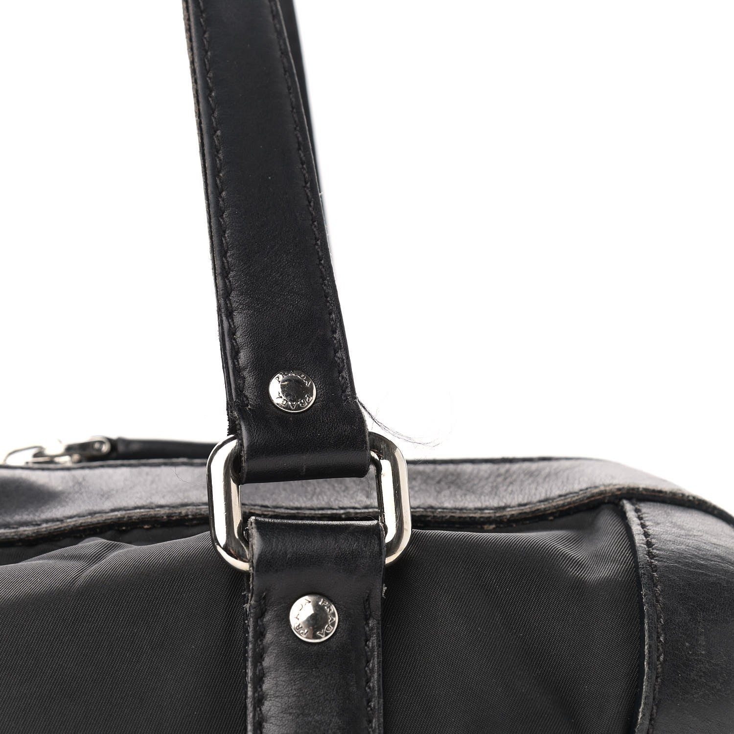 Prada Nylon Calfskin Buckle Shoulder Bag Black 14 of 16
