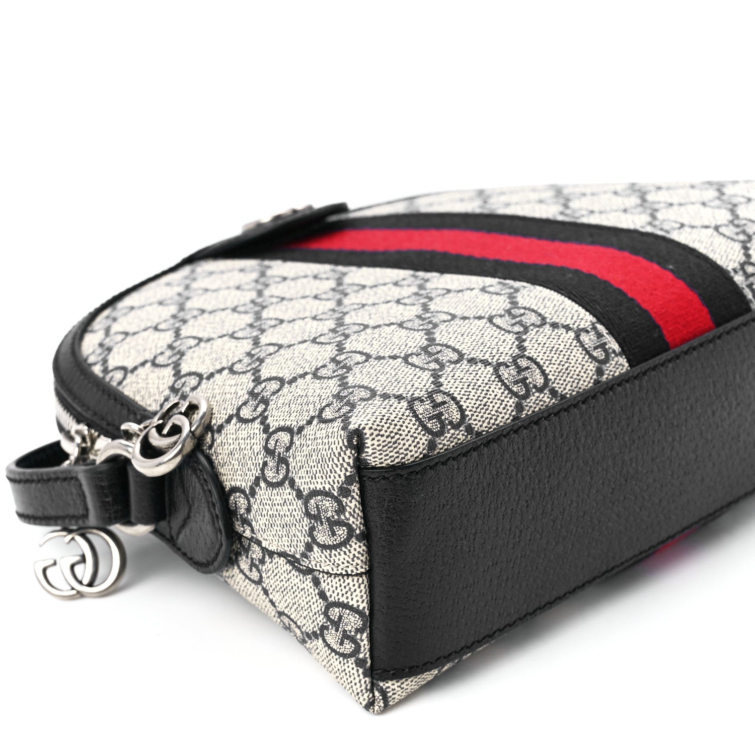 Gucci GG Supreme Monogram Textured Dollar Calfskin Web Small Ophidia Dome Shoulder Bag Beige Blue 11 of 13