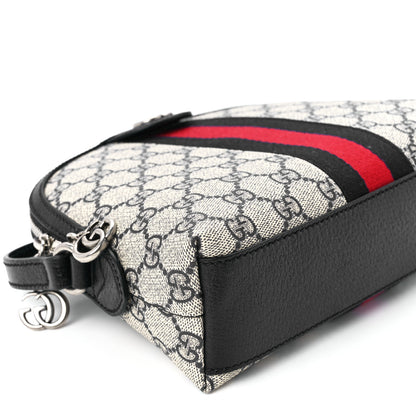 Gucci GG Supreme Monogram Textured Dollar Calfskin Web Small Ophidia Dome Shoulder Bag Beige Blue 11 of 13