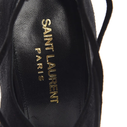 Saint Laurent Suede Lou Tribute 105 Lace Platform Sandals 37.5 Black 7 of 7