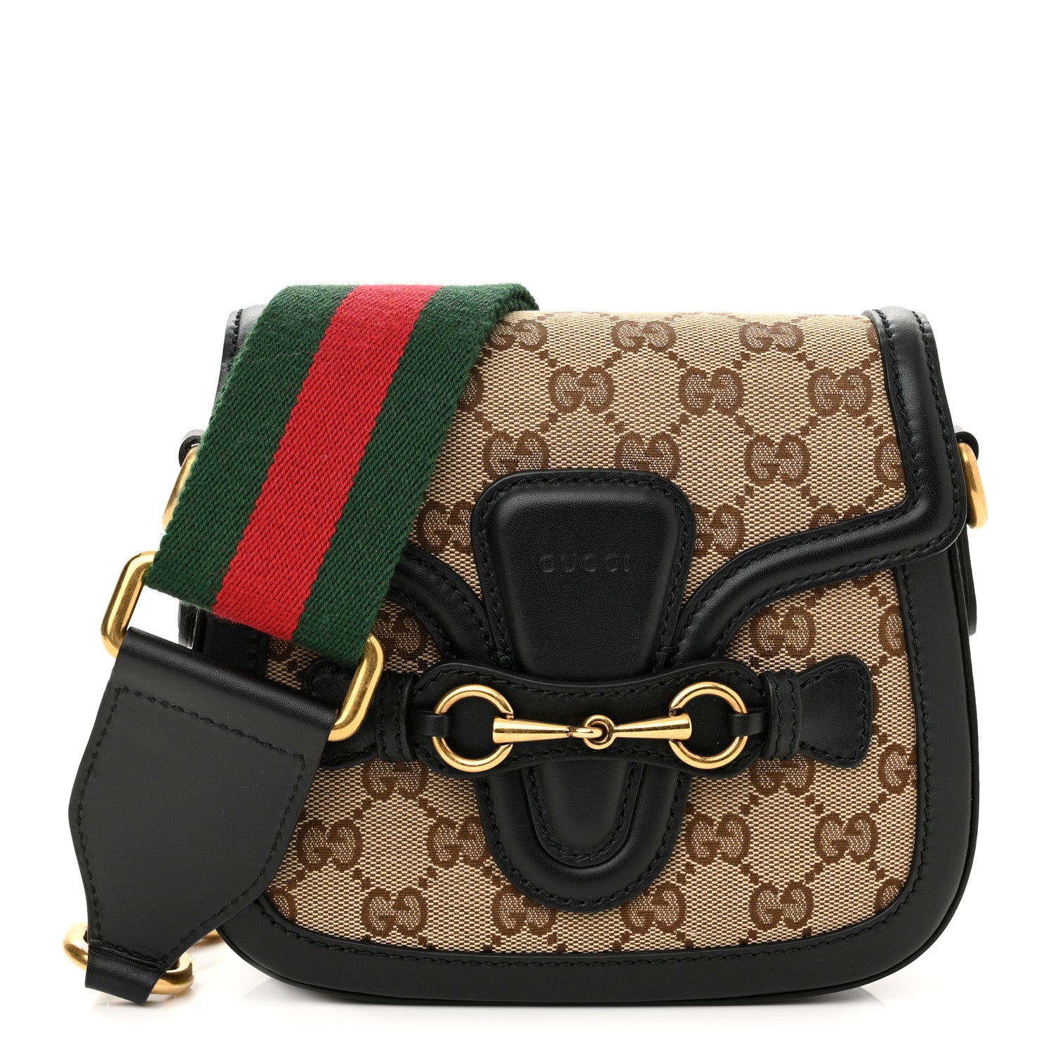 Gucci Monogram Small Lady Web Shoulder Bag Beige Black 1 of 9